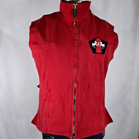 Equine Couture Vest Red Sleeveless Equestrian Horse‎ Riding Zip Up Large - Picture 1 of 11